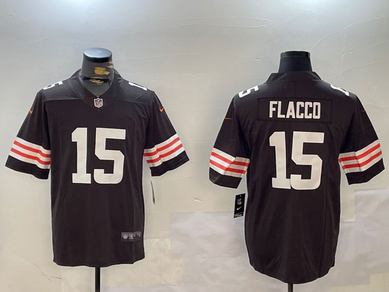 Men Cleveland Browns #15 Flacco Brown Second generation 2024 Nike Limited NFL Jersey style 1->detroit lions->NFL Jersey